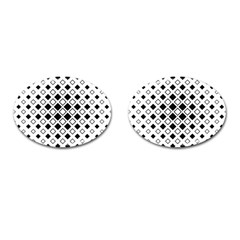 Square Diagonal Pattern Monochrome Cufflinks (oval) by Sapixe