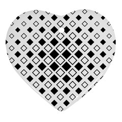 Square Diagonal Pattern Monochrome Heart Ornament (two Sides) by Sapixe