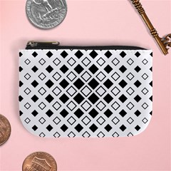 Square Diagonal Pattern Monochrome Mini Coin Purse by Sapixe