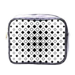 Square Diagonal Pattern Monochrome Mini Toiletries Bag (one Side)