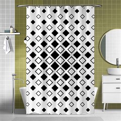 Square Diagonal Pattern Monochrome Shower Curtain 48  X 72  (small)  by Sapixe