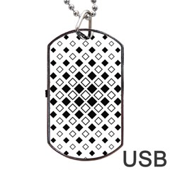 Square Diagonal Pattern Monochrome Dog Tag Usb Flash (one Side) by Sapixe