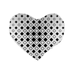 Square Diagonal Pattern Monochrome Standard 16  Premium Heart Shape Cushions by Sapixe