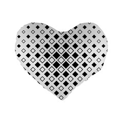 Square Diagonal Pattern Monochrome Standard 16  Premium Flano Heart Shape Cushions by Sapixe