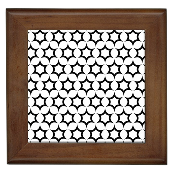 Pattern Star Repeating Black White Framed Tiles