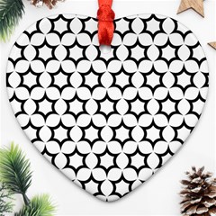 Pattern Star Repeating Black White Ornament (heart) by Sapixe