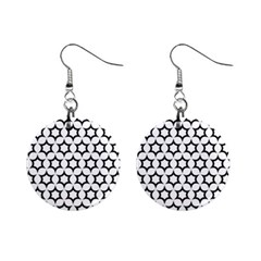 Pattern Star Repeating Black White Mini Button Earrings by Sapixe