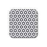 Pattern Star Repeating Black White Rubber Square Coaster (4 pack)  Front