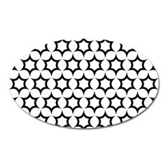 Pattern Star Repeating Black White Oval Magnet by Sapixe