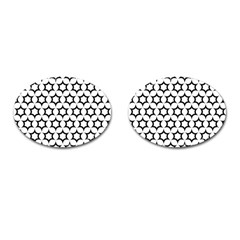 Pattern Star Repeating Black White Cufflinks (oval) by Sapixe