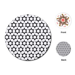 Pattern Star Repeating Black White Playing Cards (round) by Sapixe