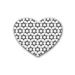 Pattern Star Repeating Black White Rubber Coaster (heart)  by Sapixe