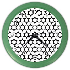 Pattern Star Repeating Black White Color Wall Clock by Sapixe