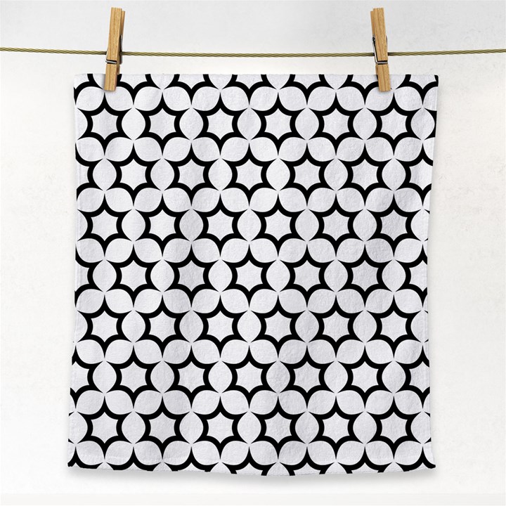 Pattern Star Repeating Black White Face Towel