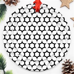 Pattern Star Repeating Black White Ornament (round Filigree) by Sapixe