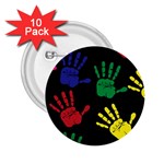 Handprints Hand Print Colourful 2.25  Buttons (10 pack)  Front