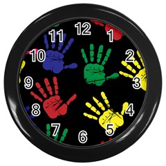 Handprints Hand Print Colourful Wall Clock (black) by Sapixe