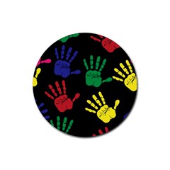 Handprints Hand Print Colourful Rubber Round Coaster (4 Pack)  by Sapixe