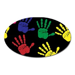 Handprints Hand Print Colourful Oval Magnet by Sapixe