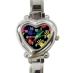 Handprints Hand Print Colourful Heart Italian Charm Watch