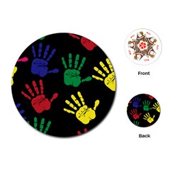 Handprints Hand Print Colourful Playing Cards (round)