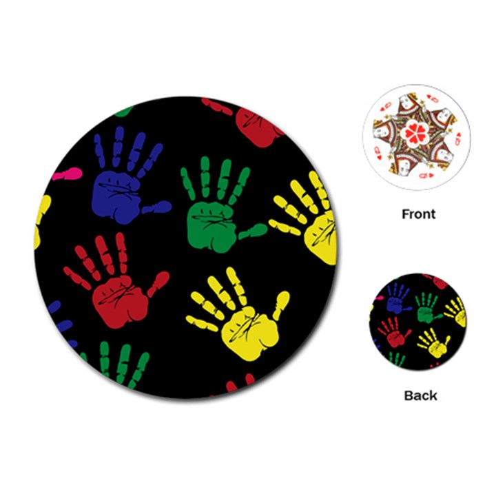 Handprints Hand Print Colourful Playing Cards (Round)