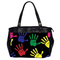 Handprints Hand Print Colourful Oversize Office Handbag (2 Sides) by Sapixe