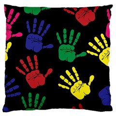 Handprints Hand Print Colourful Large Flano Cushion Case (one Side) by Sapixe