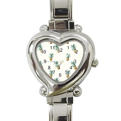 Pineapples pattern Heart Italian Charm Watch