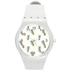 Pineapples pattern Round Plastic Sport Watch (M)