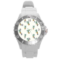 Pineapples pattern Round Plastic Sport Watch (L)