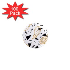 Black & gold pineapples 1  Mini Magnets (100 pack) 