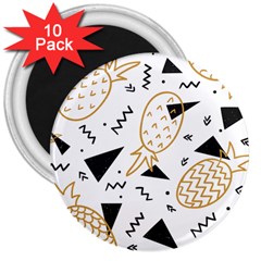 Black & gold pineapples 3  Magnets (10 pack) 