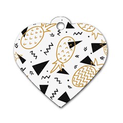 Black & gold pineapples Dog Tag Heart (One Side)