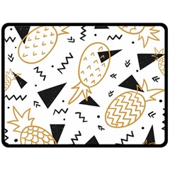 Black & gold pineapples Fleece Blanket (Large) 