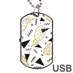 Black & gold pineapples Dog Tag USB Flash (Two Sides)