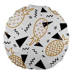 Black & gold pineapples Large 18  Premium Round Cushions