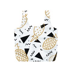 Black & gold pineapples Full Print Recycle Bag (S)