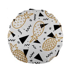 Black & gold pineapples Standard 15  Premium Flano Round Cushions