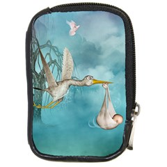 Cute Baby Is Coming With Stork Compact Camera Leather Case by FantasyWorld7