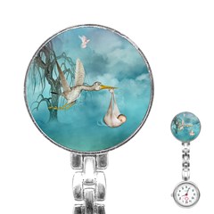 Cute Baby Is Coming With Stork Stainless Steel Nurses Watch by FantasyWorld7