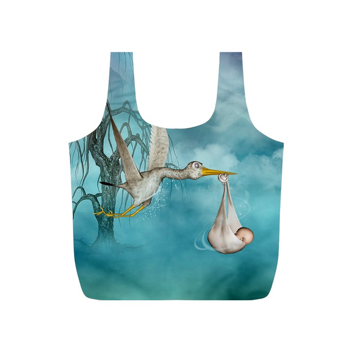 Cute Baby Is Coming With Stork Full Print Recycle Bag (S)