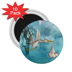 Cute Baby Is Coming With Stork 2 25  Magnets (10 Pack)  by FantasyWorld7