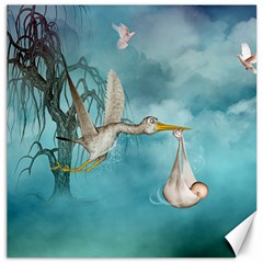 Cute Baby Is Coming With Stork Canvas 16  X 16  by FantasyWorld7