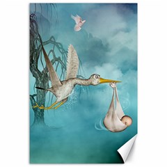 Cute Baby Is Coming With Stork Canvas 24  X 36  by FantasyWorld7