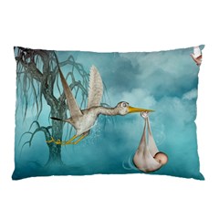 Cute Baby Is Coming With Stork Pillow Case by FantasyWorld7