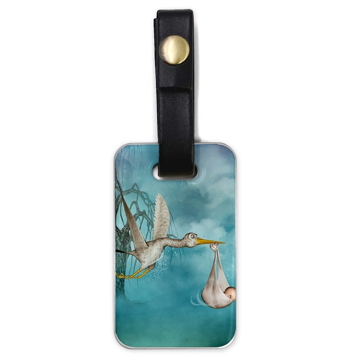 Cute Baby Is Coming With Stork Luggage Tag (one side)