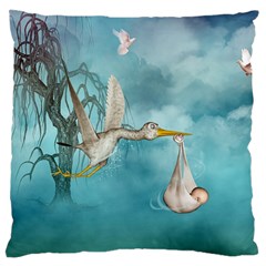 Cute Baby Is Coming With Stork Standard Flano Cushion Case (one Side) by FantasyWorld7