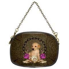 Cute Little Puppy With Flowers Chain Purse (two Sides) by FantasyWorld7