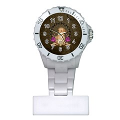 Cute Little Puppy With Flowers Plastic Nurses Watch by FantasyWorld7